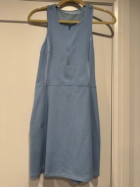 J. Crew Light Blue Sleeveless Tennis-Inspired Mini Dress with Front Zip